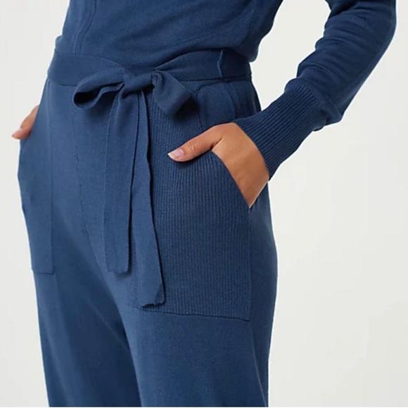 ZUDA Navy Blue Sweater Jumpsuit Belt, Pockets, Ribbed Wrists & Ankles 4X - Picture 3 of 10